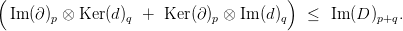 (                                       )
  Im (&part;)p &otimes; Ker(d)q +  Ker (&part;)p &otimes; Im (d)q   &le;  Im (D)p+q.  
