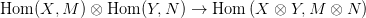 Hom  (X, M ) &otimes; Hom (Y, N ) &rarr; Hom  (X &otimes;  Y,M  &otimes; N )
