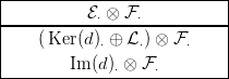 |---------------------------|
|----------E&sdot; &otimes;-F-&sdot;---------|
|    (Ker(d )&sdot; &oplus; L&sdot;) &otimes; F&sdot;    |
|                           |
---------Im-(d)&sdot; &otimes;-F&sdot;---------
