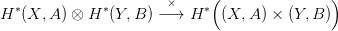                              (               )
  &lowast;           &lowast;        ×    &lowast;
H  (X, A) &otimes; H  (Y,B ) &minus;&rarr;  H   (X, A ) × (Y, B)
      