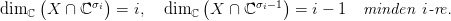dim   (X &cap; ℂ &sigma;i) = i,   dim  (X  &cap; ℂ&sigma;i&minus;1) = i &minus; 1  minden  i-re.
    ℂ                     ℂ
